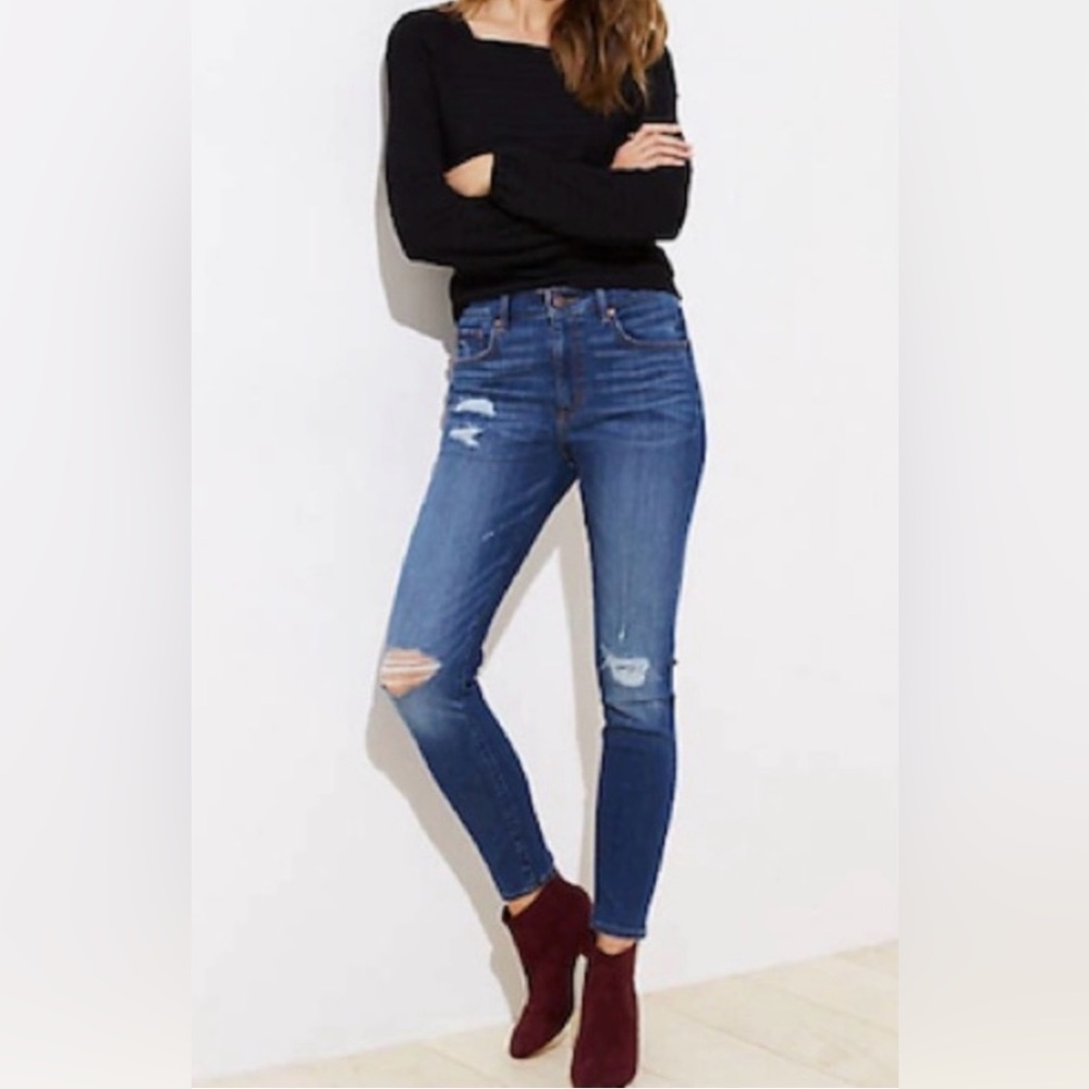 LOFT Modern Skinny Blue Distressed Skinny Jeans